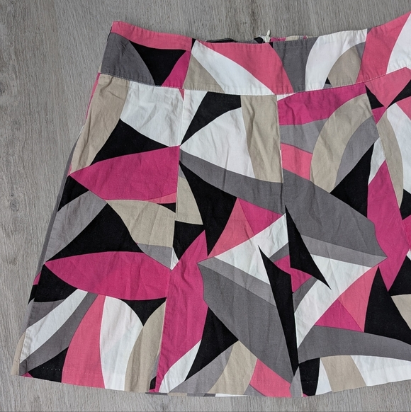 Ricki's Pink, Black & White Abstract Geometric A-Line Cotton Mini Skirt Size 12 - Picture 4 of 9